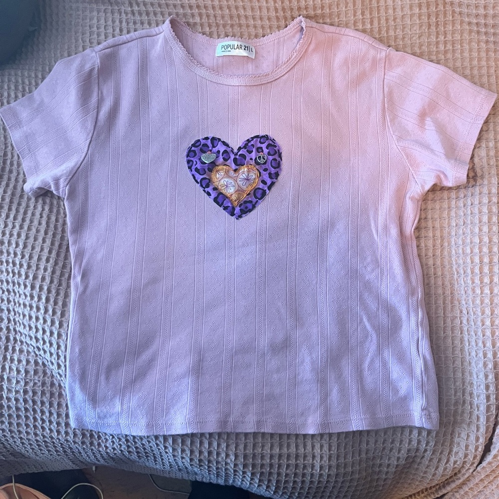 Pink crop top w/ *HANDMADE* embellishments